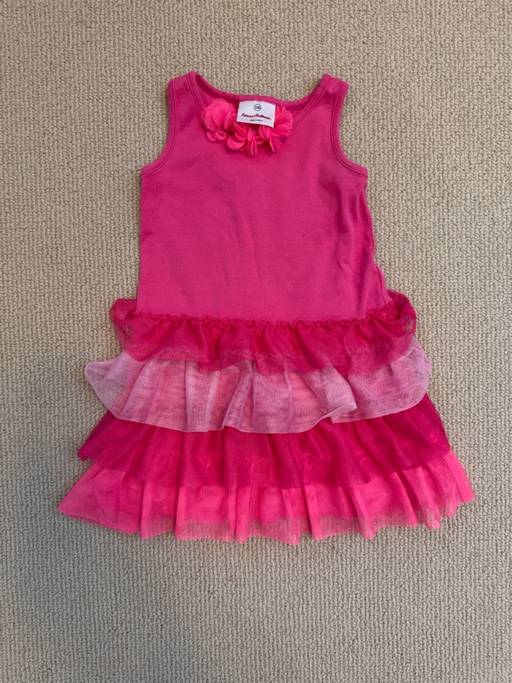 Hanna Andersson Hot Pink Layered Tulle Tank Dress- 100cm/4T